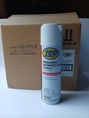 12 Cans Case ZEP Freshen Disinfectant Spring Mist Kills Most Germs Controls Mold